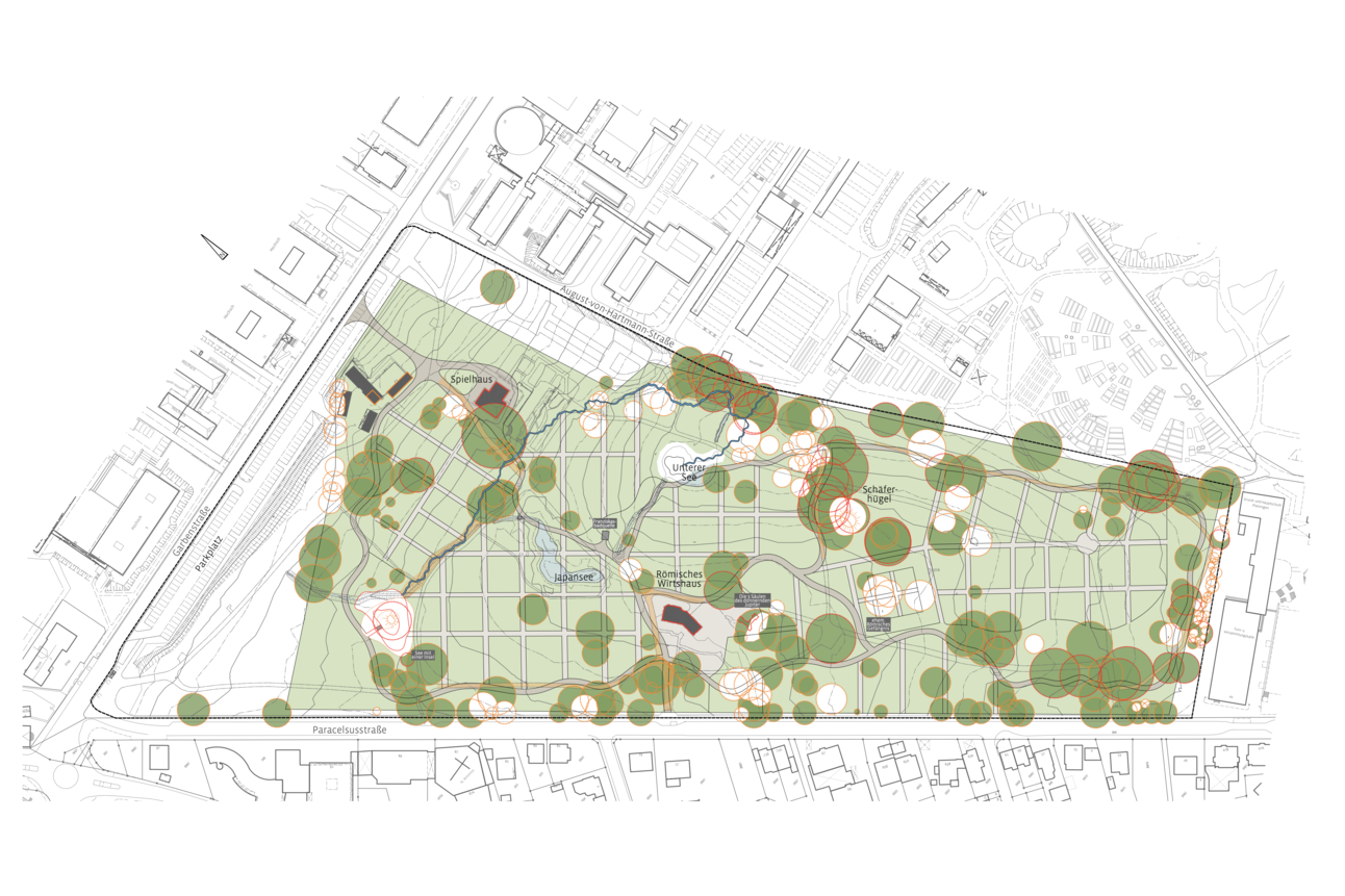 Anlagengenetische Karte Exotischer Garten 1813 - 1930