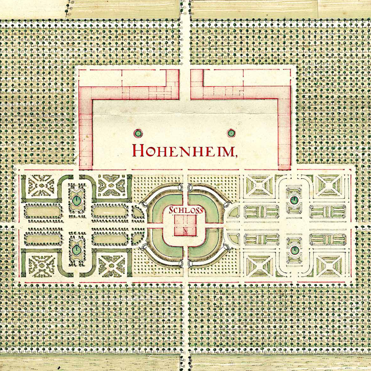 Detail Topographischer Plan von Hohenheim, Corps des Guides, 1772